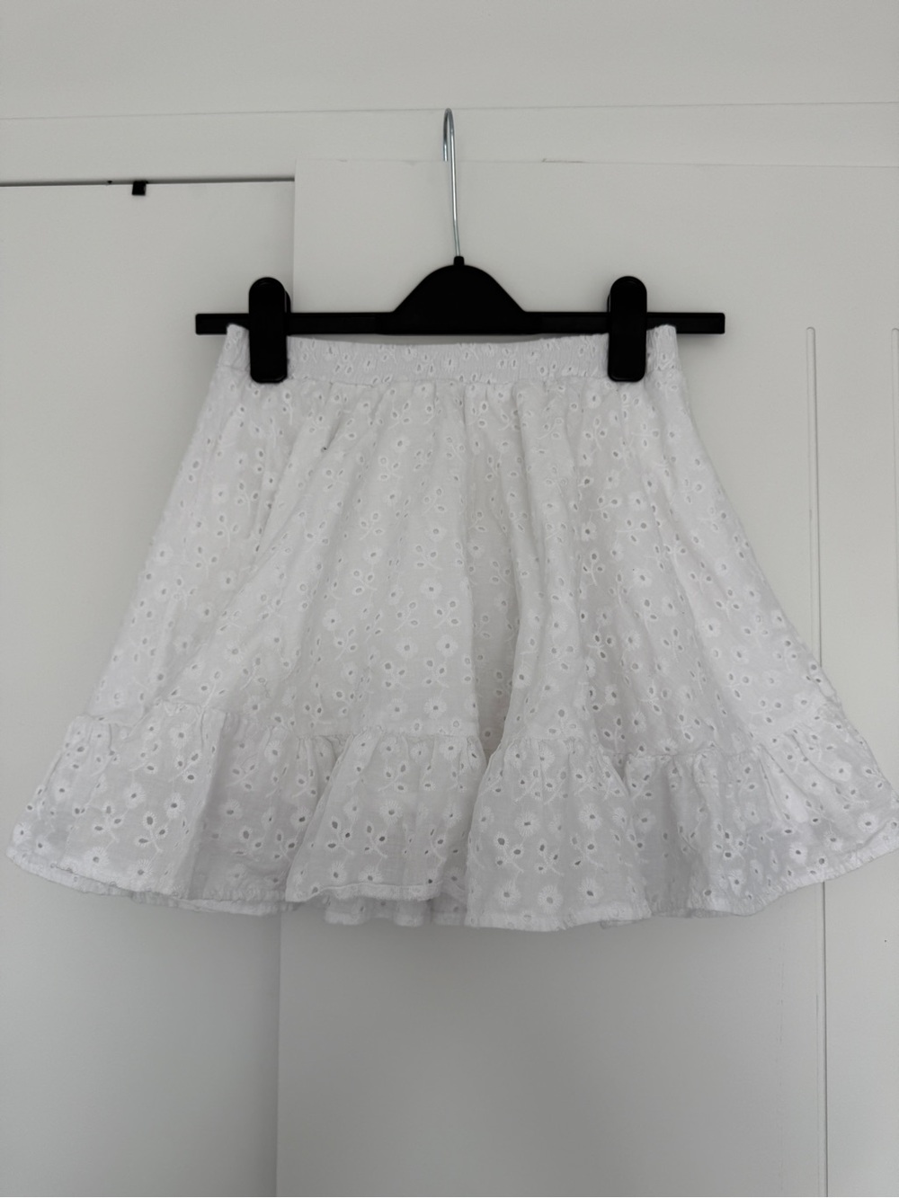 White Eyelet Tiered Mini Skirt